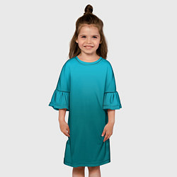 Платье клеш для девочки Градиент бирюзовый, цвет: 3D-принт — фото 2