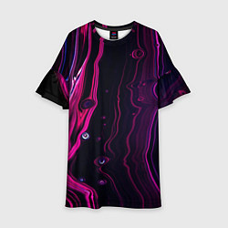 Платье клеш для девочки Фиолетовые линии песка во тьме, цвет: 3D-принт