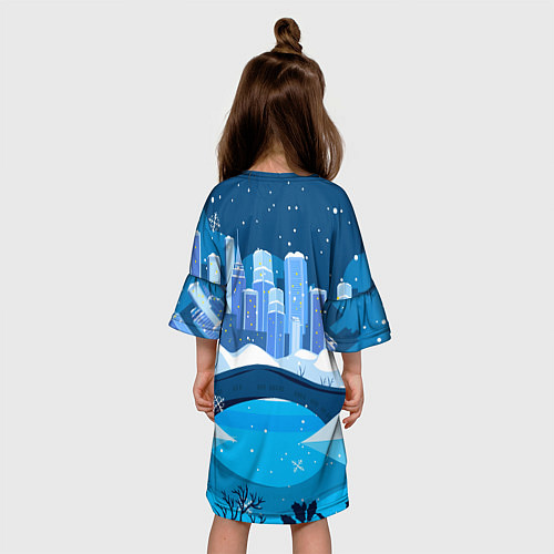 Детское платье Верь в чудеса! - снежный город / 3D-принт – фото 4