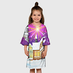 Платье клеш для девочки Новогодний салют, цвет: 3D-принт — фото 2