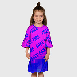 Платье клеш для девочки Free Fire glitch text effect: паттерн, цвет: 3D-принт — фото 2