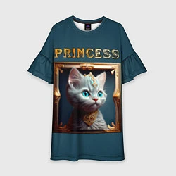 Платье клеш для девочки Кошечка принцесса - картина в рамке, цвет: 3D-принт