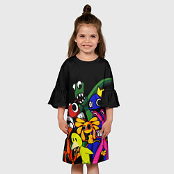 Платье клеш для девочки Персонажи из радужных друзей, цвет: 3D-принт — фото 2