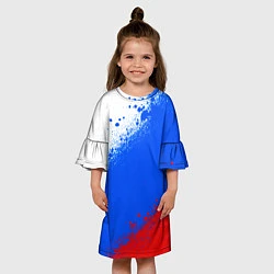 Платье клеш для девочки Флаг России - триколор, цвет: 3D-принт — фото 2