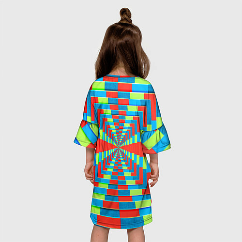 Детское платье Разноцветный туннель - оптическая иллюзия / 3D-принт – фото 4