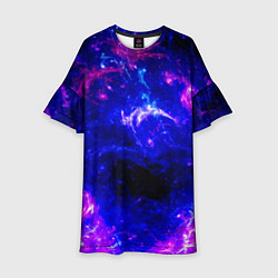 Детское платье Неоновый космос со звездами