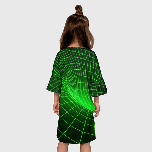Детское платье Зелёная неоновая чёрная дыра / 3D-принт – фото 4