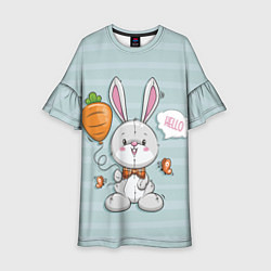Платье клеш для девочки Милый зайка с шариком-морковкой, цвет: 3D-принт