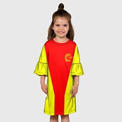 Платье клеш для девочки FIRM желто-красная, цвет: 3D-принт — фото 2