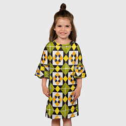 Платье клеш для девочки Геометрический золотистый паттерн, цвет: 3D-принт — фото 2