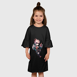 Платье клеш для девочки Бакуго Кацуки - черный фон, цвет: 3D-принт — фото 2
