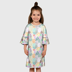 Платье клеш для девочки Геометрические фигуры скетч, цвет: 3D-принт — фото 2