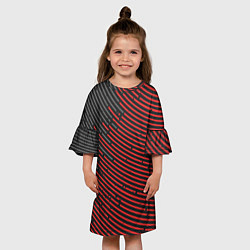 Платье клеш для девочки Красно-серые круги, цвет: 3D-принт — фото 2