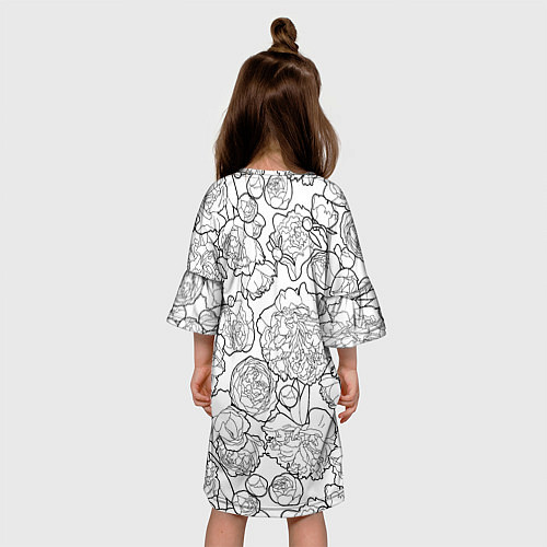 Детское платье Пышные Пионы: линейный рисунок / 3D-принт – фото 4