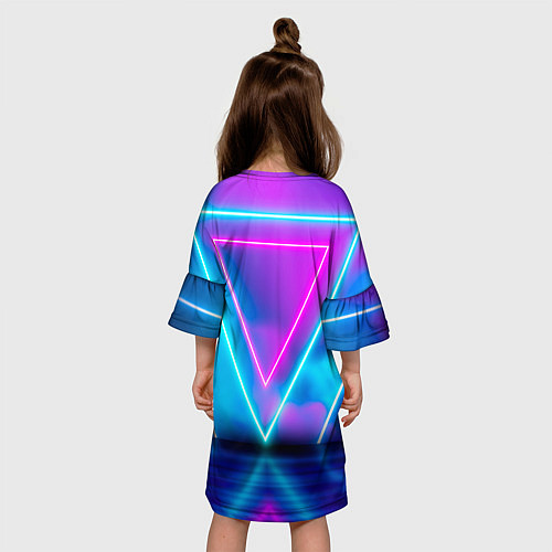 Детское платье Неоновые треугольники на горизонте / 3D-принт – фото 4