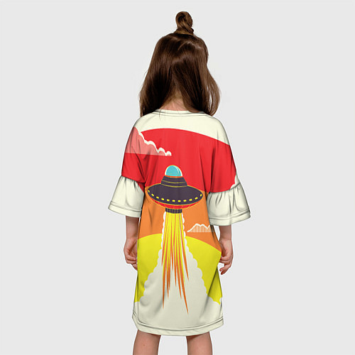 Детское платье Ретро футуризм летающий корабль НЛО / 3D-принт – фото 4
