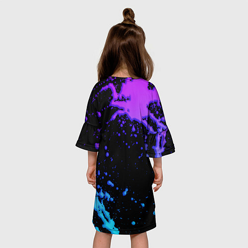 Детское платье Roblox logo neon gradient / 3D-принт – фото 4