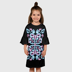 Платье клеш для девочки Неоновый узор, цвет: 3D-принт — фото 2