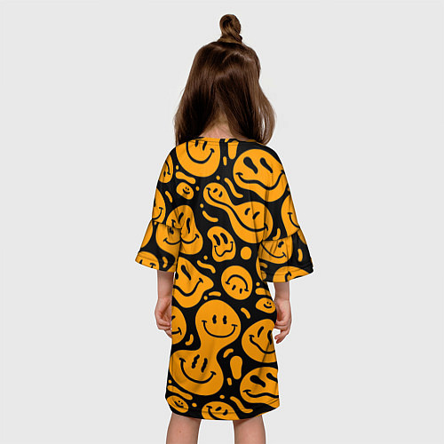 Детское платье Растекающийся оранжевый смайл / 3D-принт – фото 4