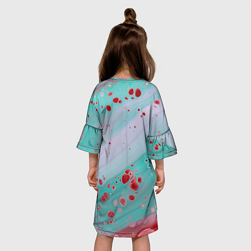 Детское платье Волнообразные красные и голубые краски / 3D-принт – фото 4