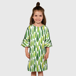 Платье клеш для девочки Акварельные листья, цвет: 3D-принт — фото 2