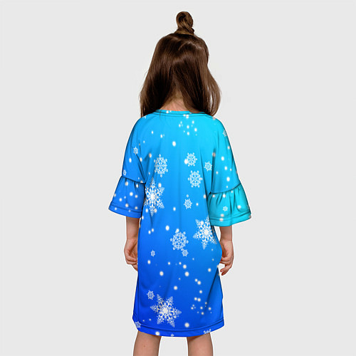 Детское платье Снежинки на голубом фоне / 3D-принт – фото 4