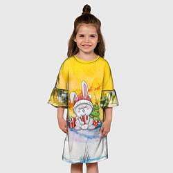 Платье клеш для девочки Зайка с елочкой, цвет: 3D-принт — фото 2