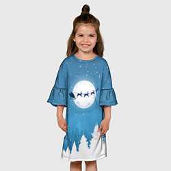 Платье клеш для девочки Новогодняя сказка дед мороз, цвет: 3D-принт — фото 2