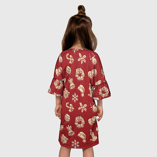 Детское платье Новогоднее настроение: красно-молочный / 3D-принт – фото 4