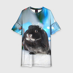 Платье клеш для девочки Кролик символ нового года, цвет: 3D-принт