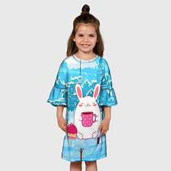 Платье клеш для девочки Зайчик и кексик, цвет: 3D-принт — фото 2
