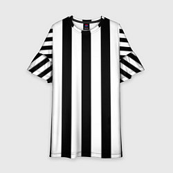 Детское платье Черно белый узор в полоску