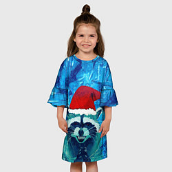 Платье клеш для девочки Енот во льдах, цвет: 3D-принт — фото 2