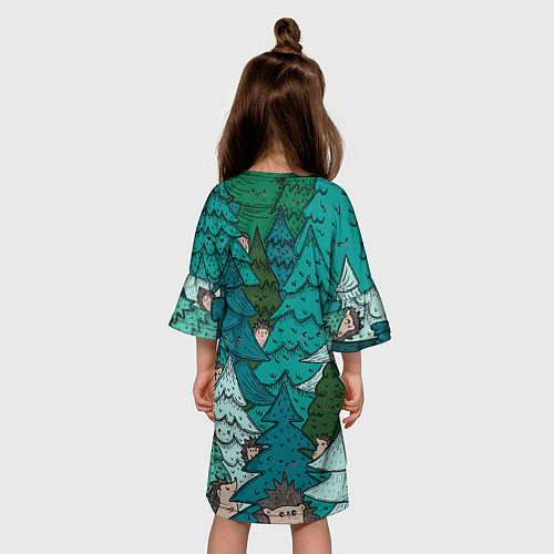 Детское платье Ежи в еловом лесу / 3D-принт – фото 4