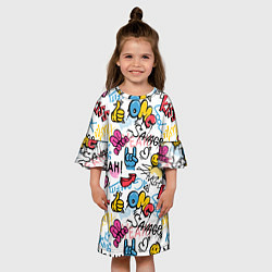 Платье клеш для девочки Прикольные надписи, цвет: 3D-принт — фото 2