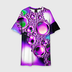 Платье клеш для девочки Фиолетовые пузыри, цвет: 3D-принт