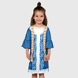 Платье клеш для девочки Снегурка с косами, цвет: 3D-принт — фото 2
