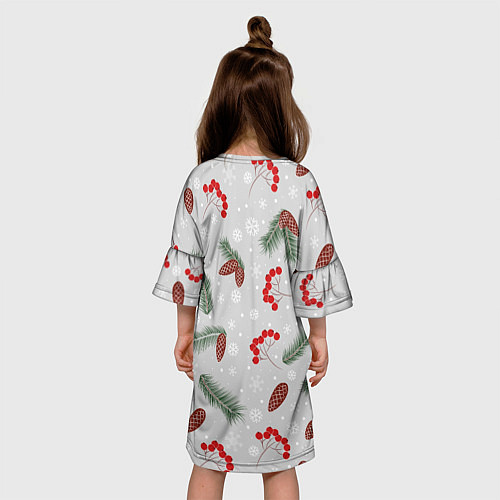 Детское платье Зимние ягоды и шишки / 3D-принт – фото 4