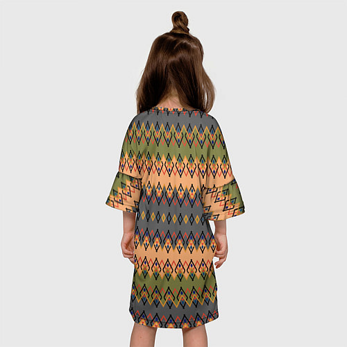Детское платье Желто-оливковый полосатый орнамент / 3D-принт – фото 4