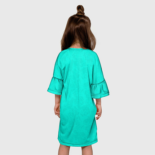 Детское платье Яркий бирюзовый текстурированный / 3D-принт – фото 4