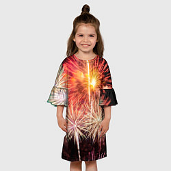 Платье клеш для девочки Праздничный феерверк, цвет: 3D-принт — фото 2