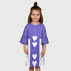 Платье клеш для девочки Белые сердца на фиолетовом, цвет: 3D-принт — фото 2