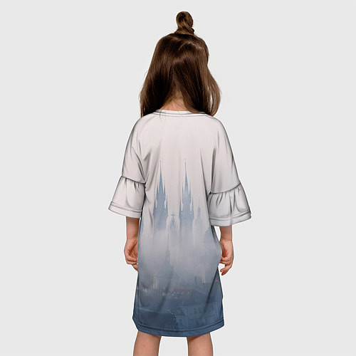 Детское платье Уэнсдей Аддамс и рука на фоне замка / 3D-принт – фото 4