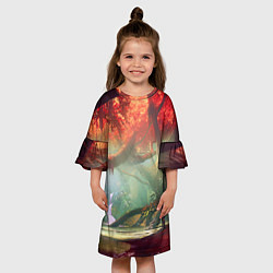 Платье клеш для девочки Destiny пейзаж джунглей, цвет: 3D-принт — фото 2