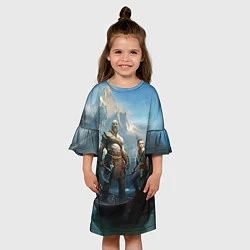 Платье клеш для девочки Кратос c Атреем, цвет: 3D-принт — фото 2