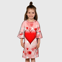 Платье клеш для девочки Огромное сердце, цвет: 3D-принт — фото 2