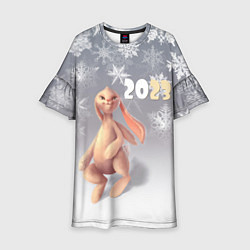 Платье клеш для девочки Славный кролик, цвет: 3D-принт