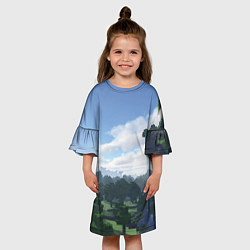 Платье клеш для девочки Minecraft мир, цвет: 3D-принт — фото 2
