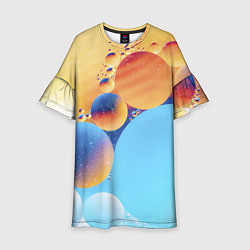 Платье клеш для девочки Абстрактные круги с разными красками, цвет: 3D-принт