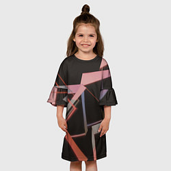 Платье клеш для девочки Абстрактные розовые стеклянные блоки, цвет: 3D-принт — фото 2